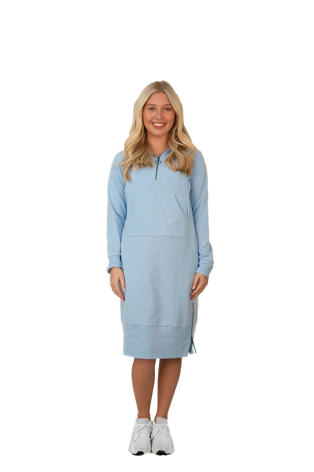 women's long sleeve athletic dress Zip Neck Sweatshirt Dress