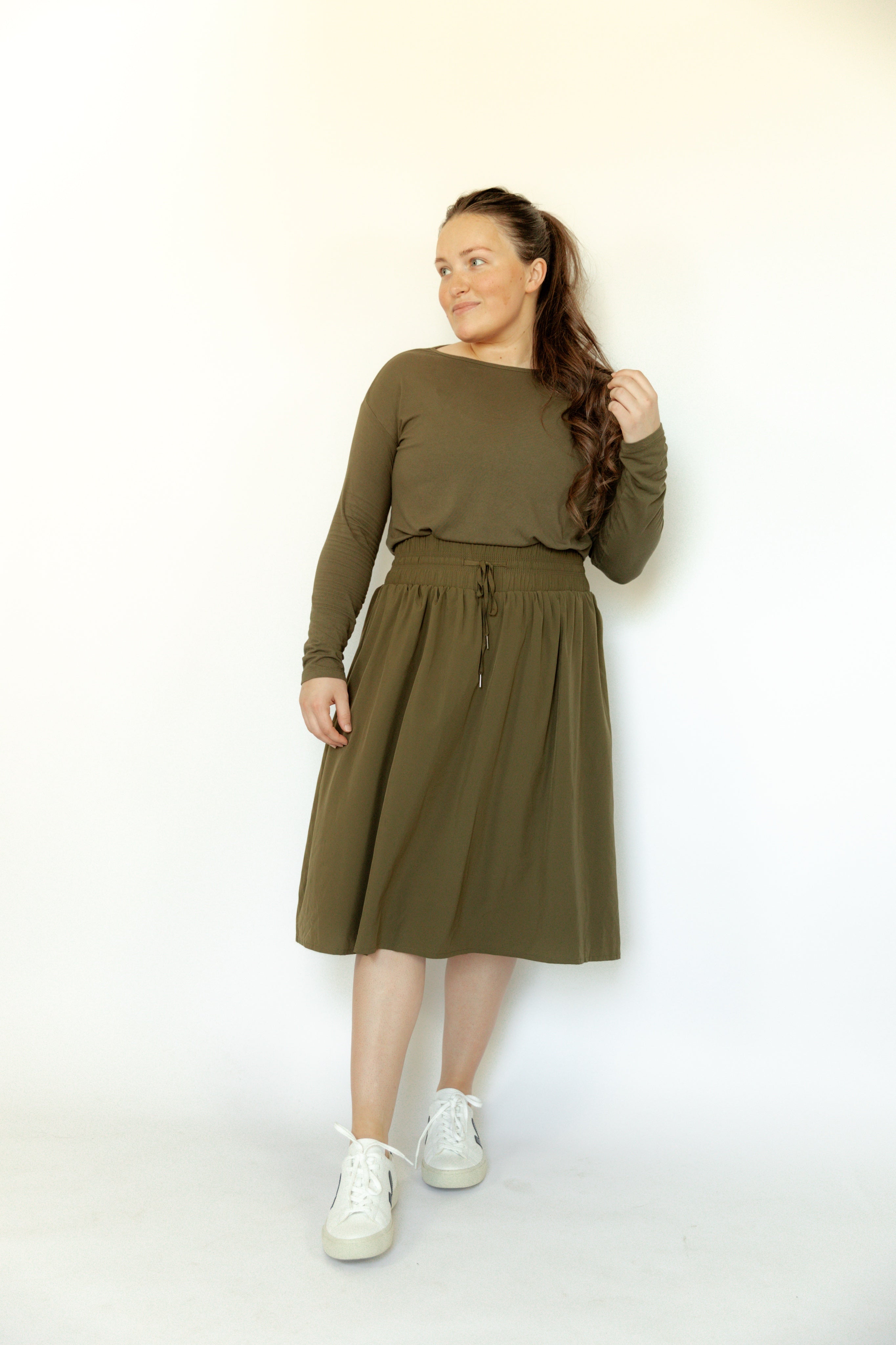 Butter Soft Boat Neck Tee-Olive - Snoga Athletics