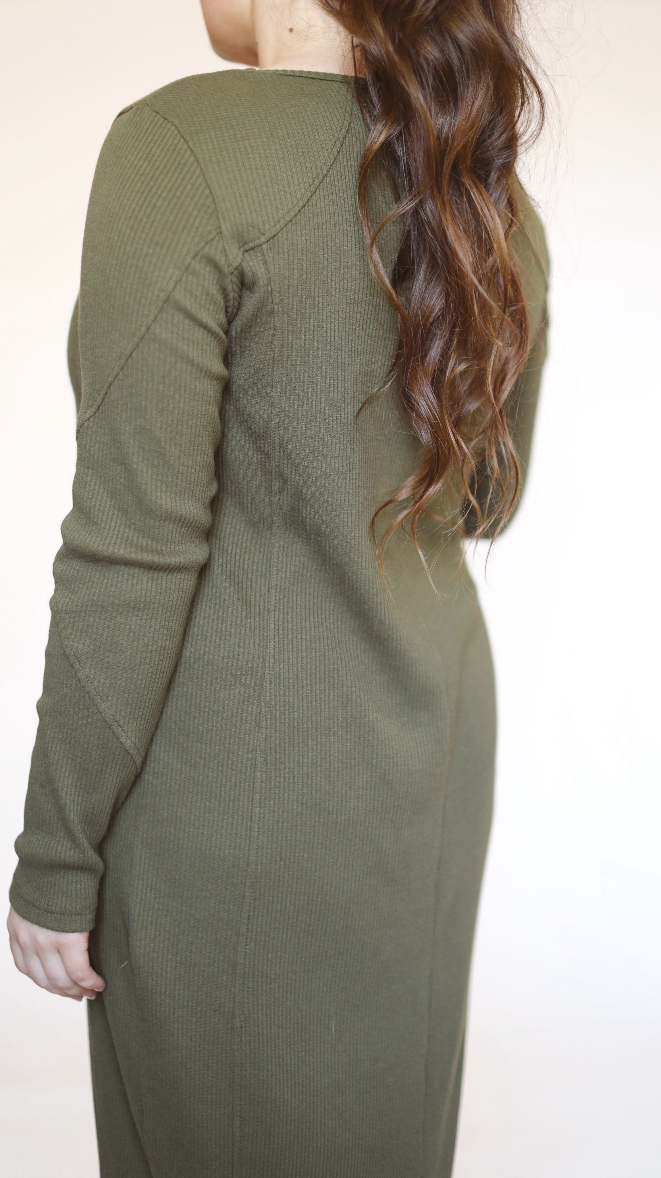 All Day Ribbed Knit Dress-Olive - Snoga Athletics