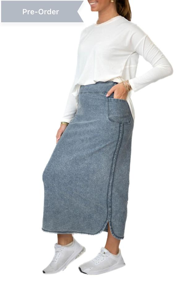 Flex Denim Maxi Skirt - Snoga Athletics