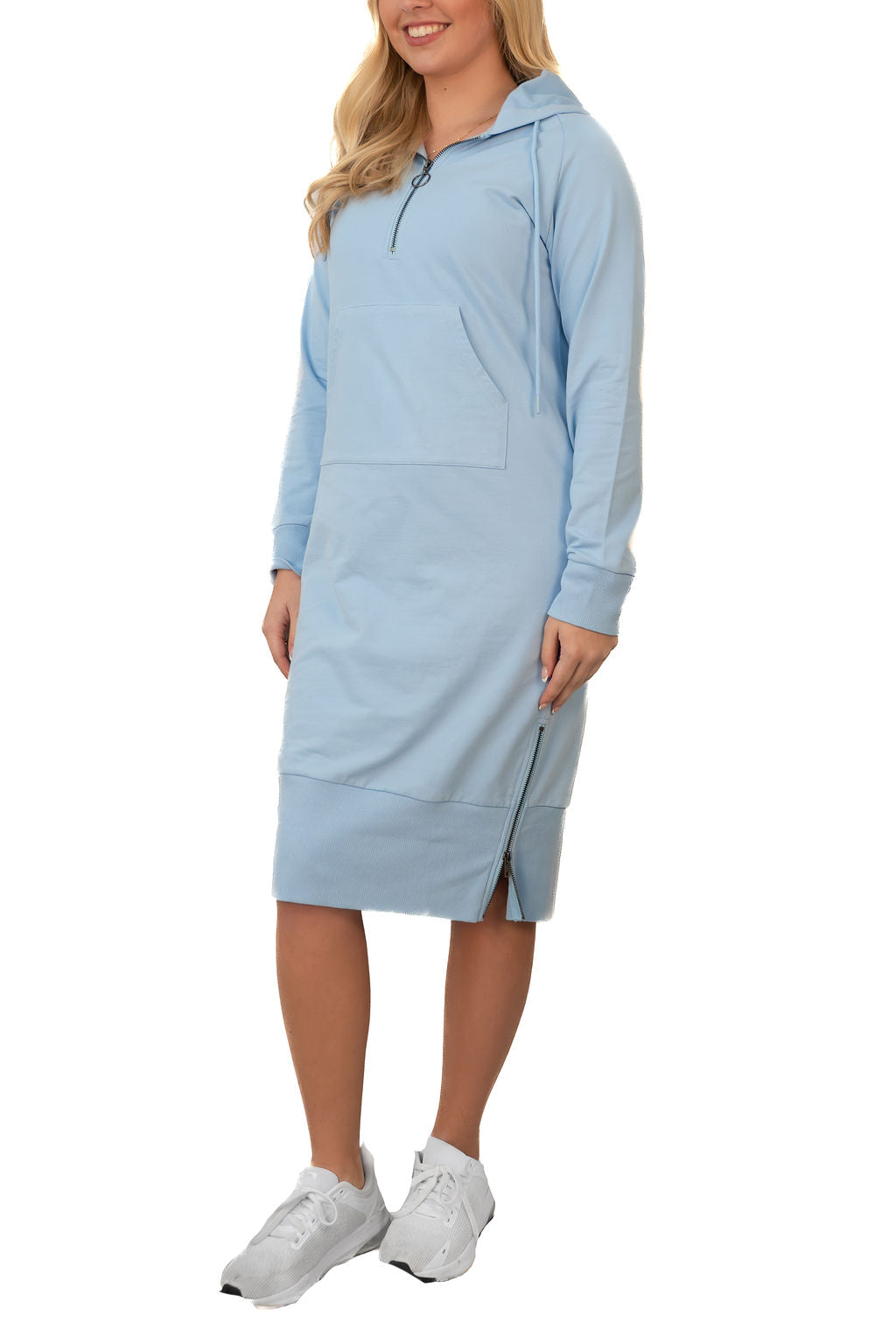 Zip Neck Sweatshirt Dress - Powder Blue - Snoga Athletics