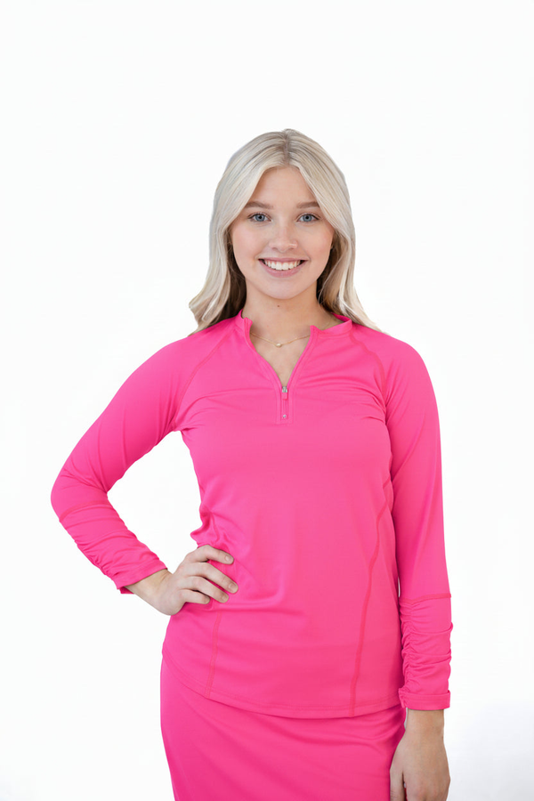 Snoga Active Top in Sugar Plum color, a fitted athletic shirt from Snoga Athletics, shown on a hanger.