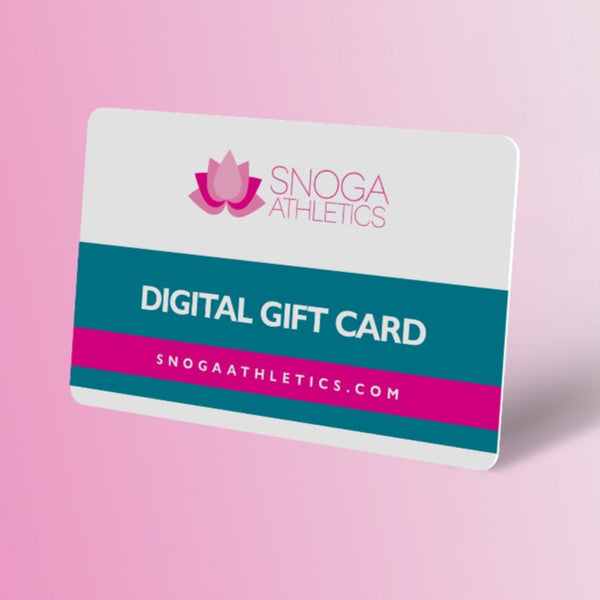 Snoga Athletics digital gift card with logo on a pink background