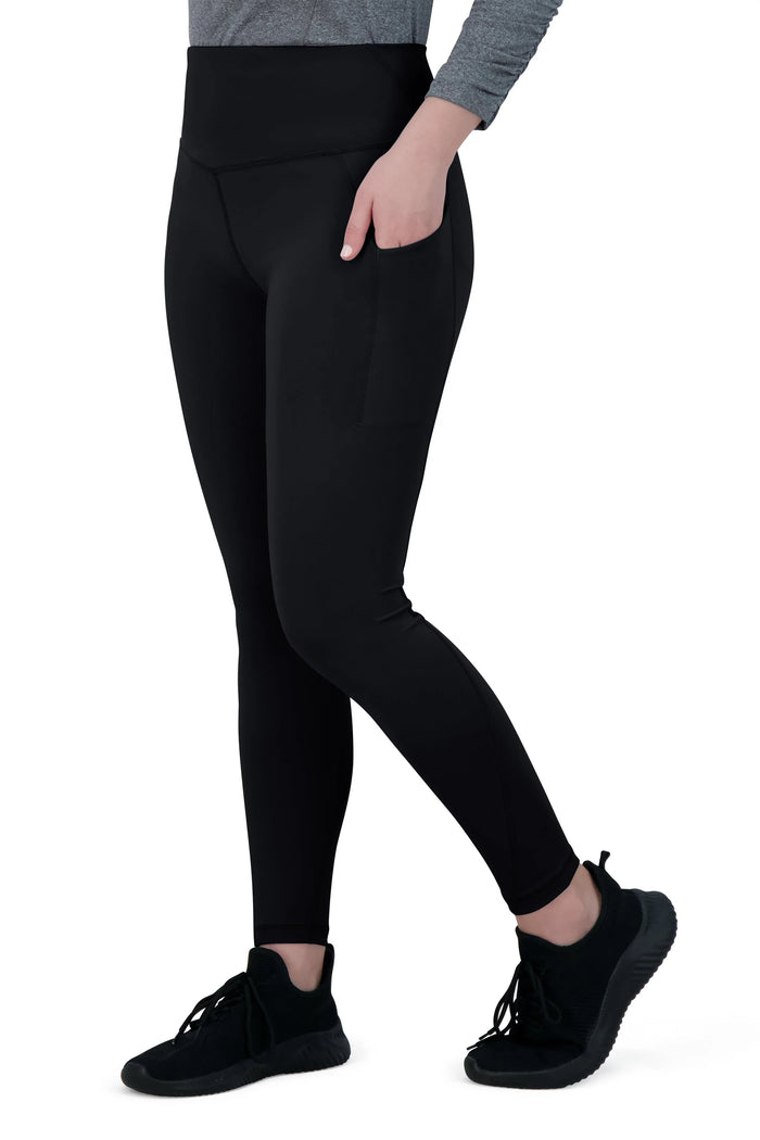 Snoga Athletics high-waisted black ankle-length compression leggings with side pocket