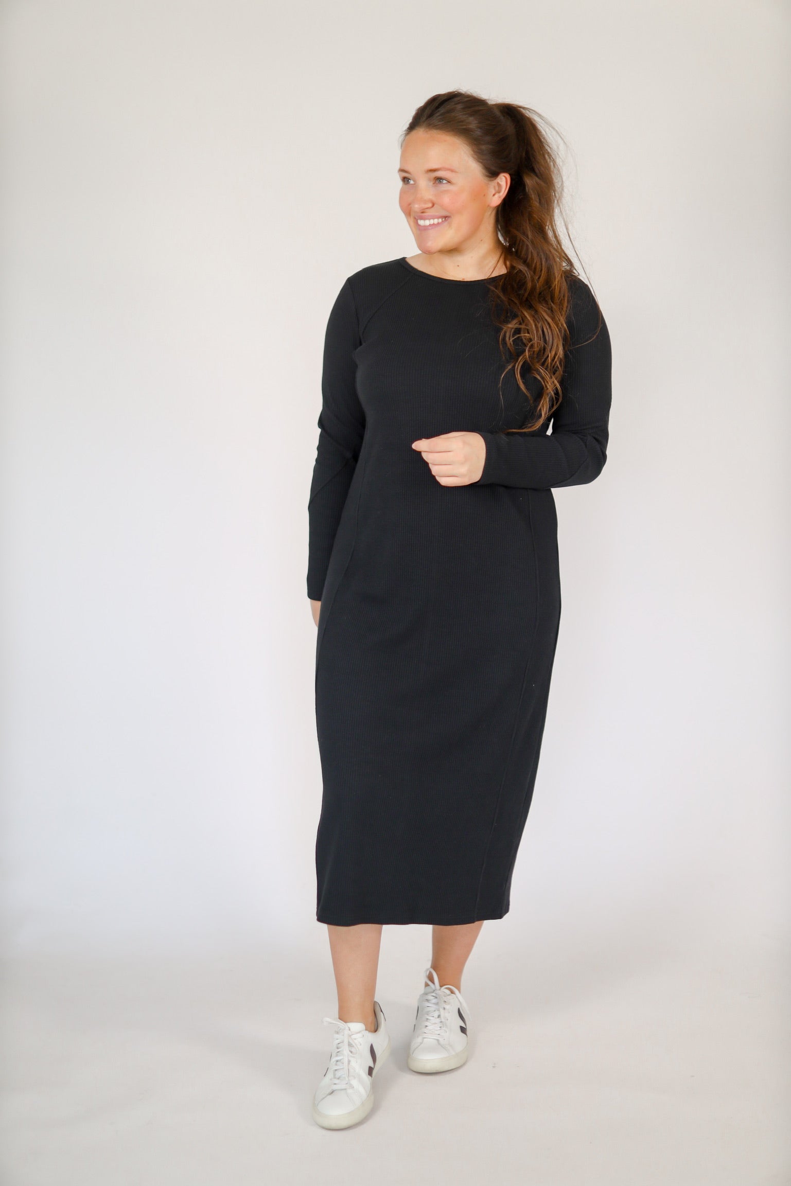 Courtney Toliver - All Day Ribbed Knit Dress-Black - XS Courtney Toliver - All Day Ribbed Knit Dress-Black - XS
