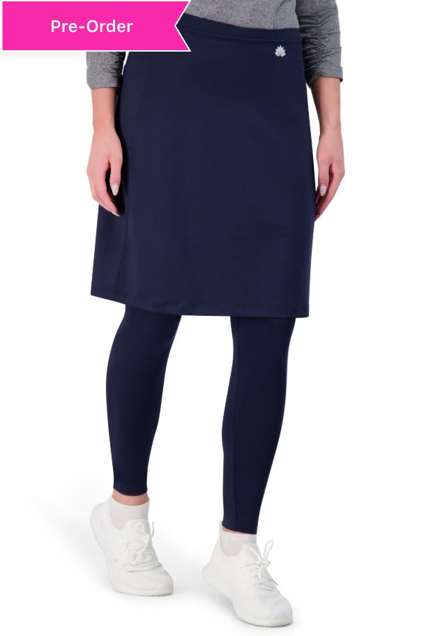 Snoga Athletics navy ankle-fit skirt leggings activewear, modest design for women