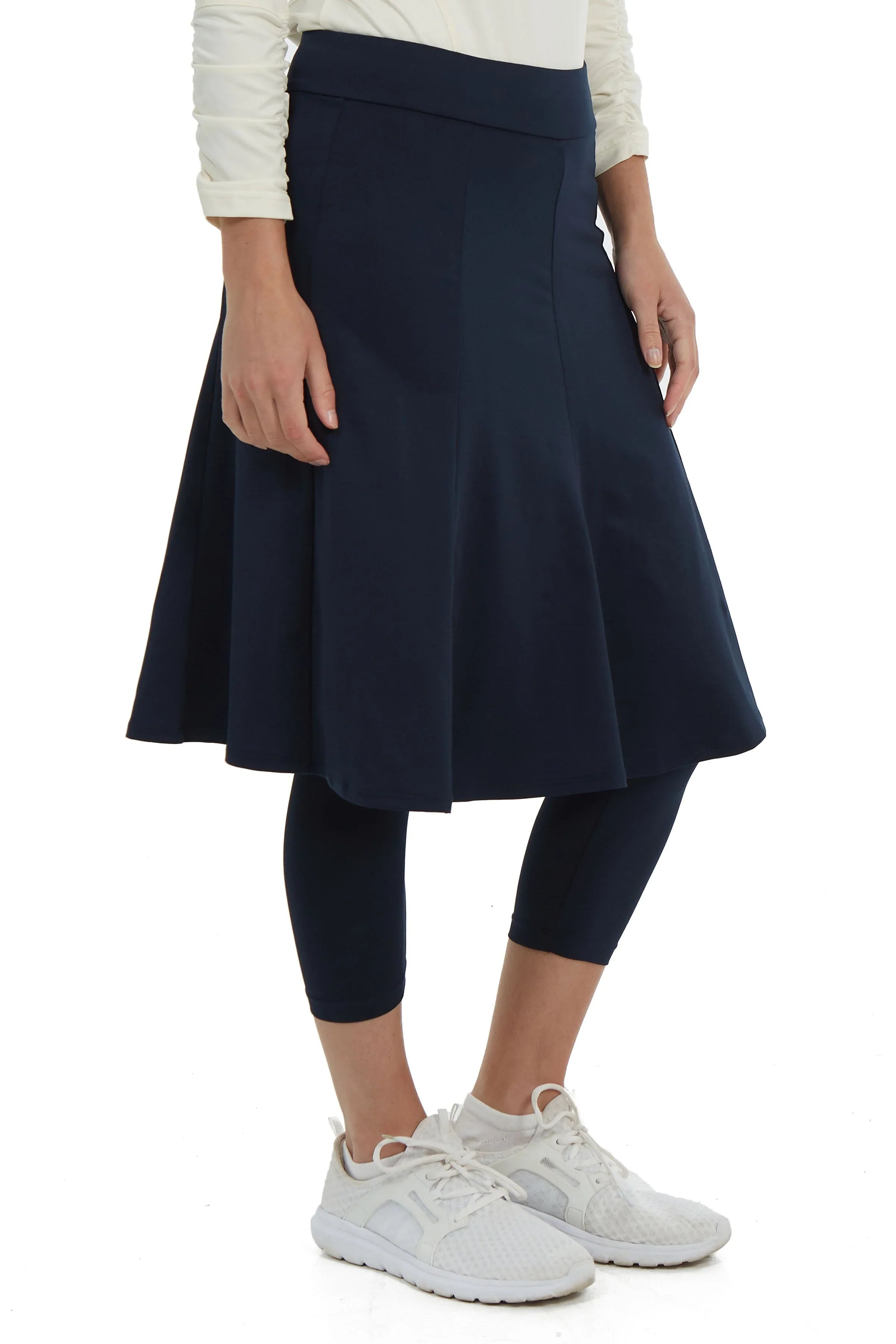 Snoga Athletics navy modest ballet skirt with attached leggings, activewear for women