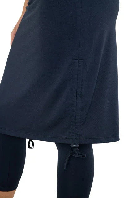 Snoga Athletics tie-side athletic skirt with attached leggings in navy