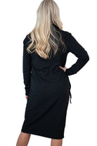 Drawstring Sweatshirt Dress - Black - Snoga Athletics