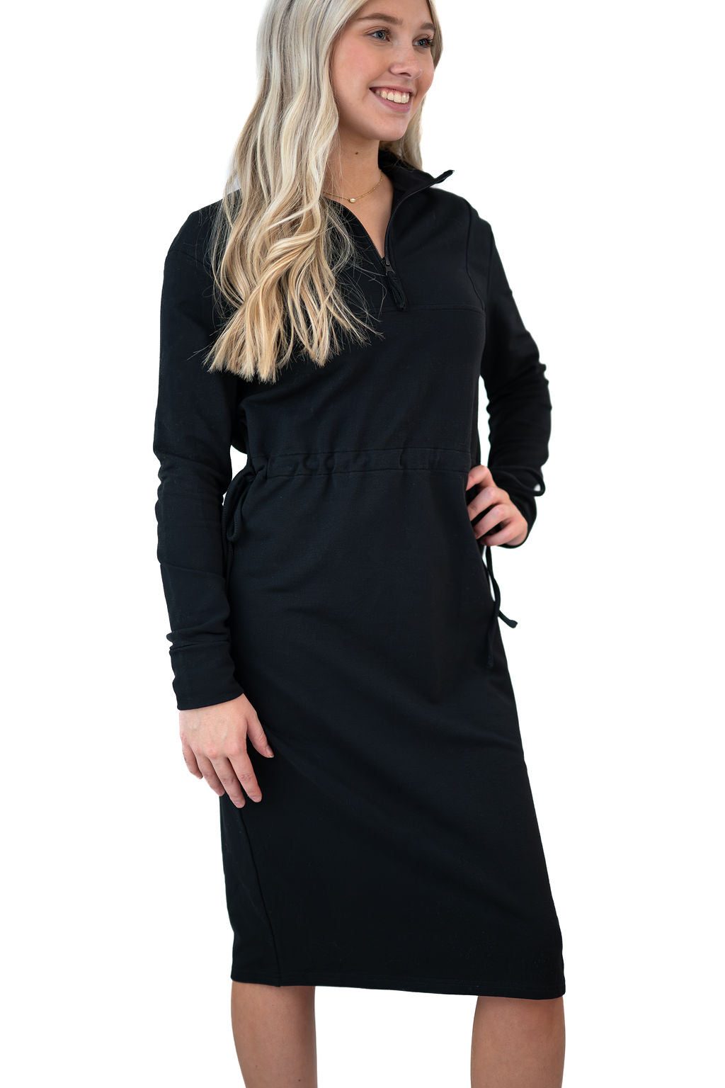 Drawstring Sweatshirt Dress - Black - Snoga Athletics