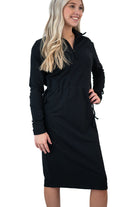 Drawstring Sweatshirt Dress - Black - Snoga Athletics