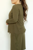 Butter Soft Boat Neck Tee-Olive - Snoga Athletics