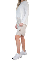 Snoga Fit Skort Snoga 22-inch in Moonbeam color, athletic skirt with built-in shorts and comfortable waistband.