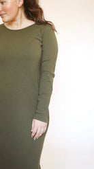 All Day Ribbed Knit Dress-Olive - Snoga Athletics