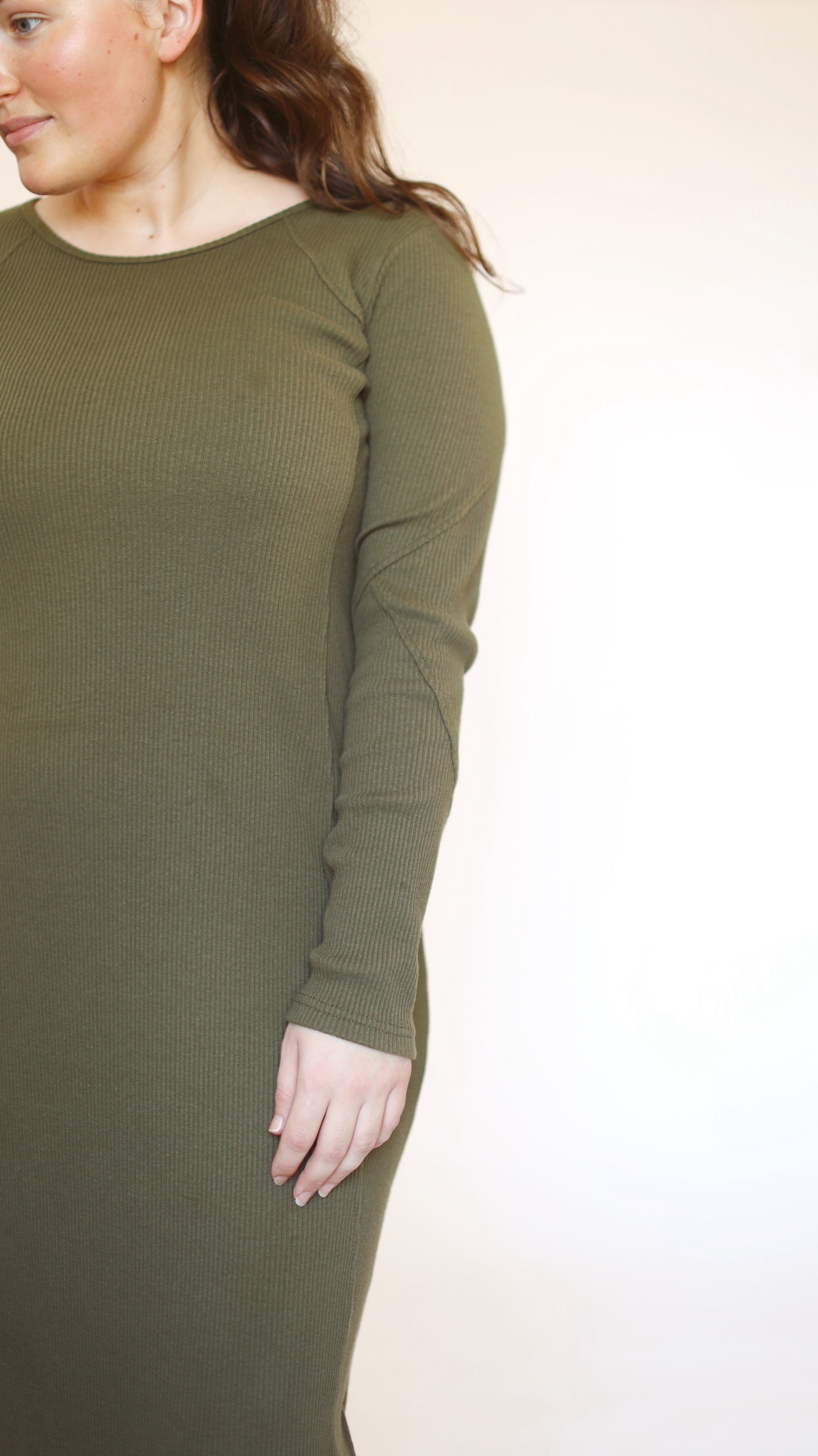 All Day Ribbed Knit Dress-Olive - Snoga Athletics