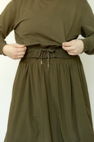 Drawstring Tech High Rise Skirt-Olive - Snoga Athletics