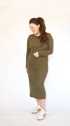 All Day Ribbed Knit Dress-Olive - Snoga Athletics