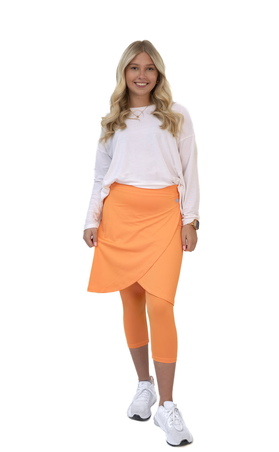 Snoga Athletics Faux Wrap Snoga in Musk Melon, 22-inch length, featuring a faux wrap design and vibrant orange color.