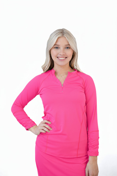 Snoga Active Top in Sugar Plum color, a fitted athletic shirt from Snoga Athletics, shown on a hanger.