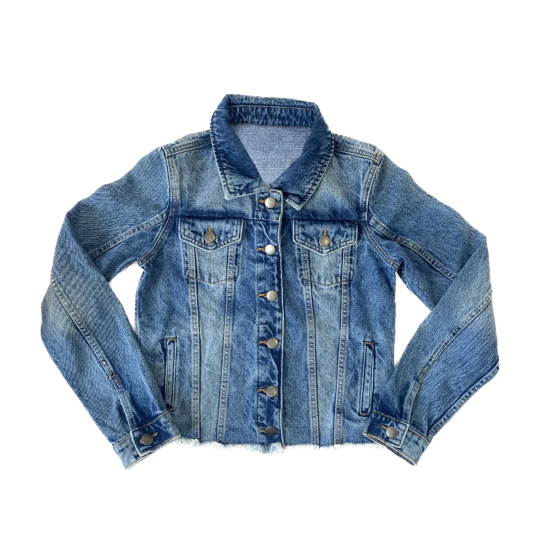 Snoga Athletics classic blue denim jacket with button front and chest pockets