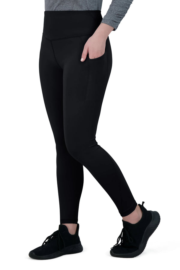 Snoga Athletics high-waisted black ankle-length compression leggings with side pocket