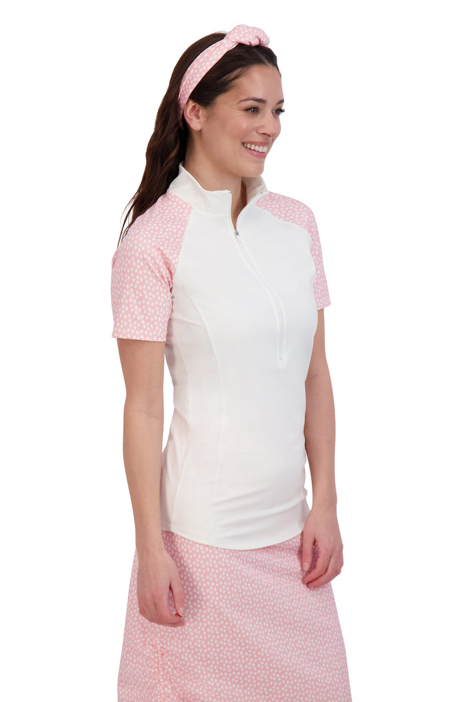 Snoga Athletics Shirt Short Sleeve Surf Top-Orchid Dot (final-sale)