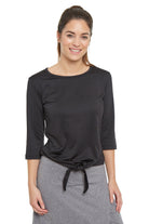 Snoga Athletics Shirt XXS Tie Front Active Tee - Black