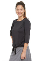 Snoga Athletics Shirt Tie Front Active Tee - Black