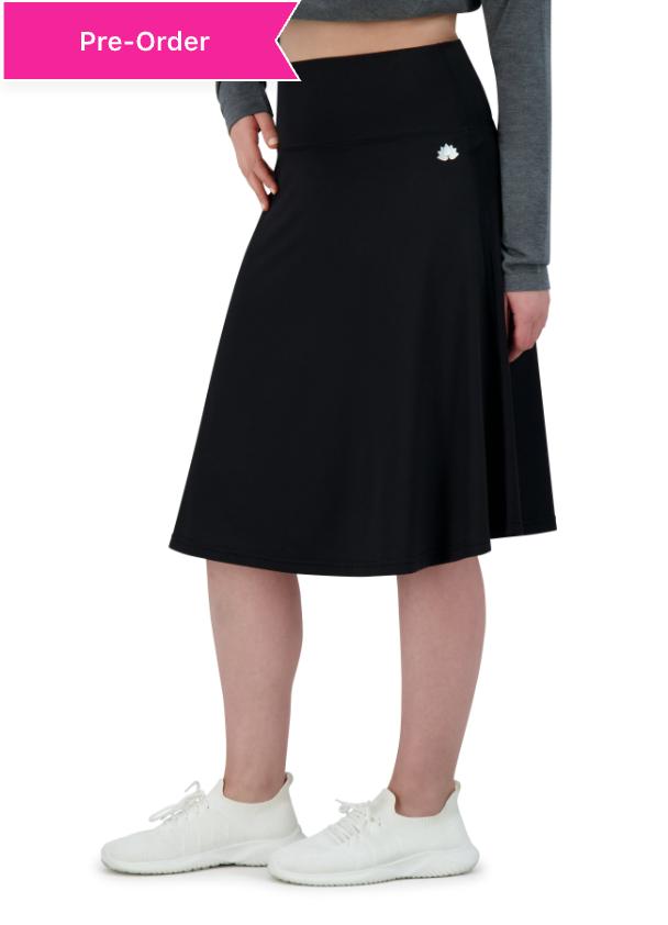 Snoga Athletics lightweight black modest fitness skirt with side zipper pocket