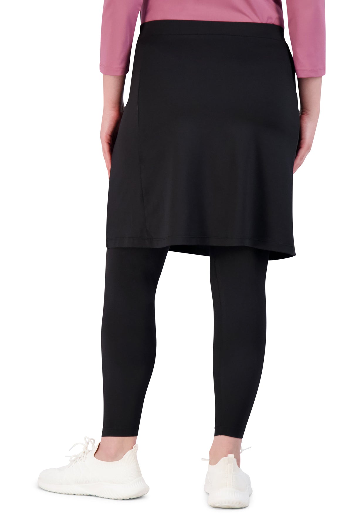 Snoga Athletics black ankle-fit sport skirt leggings, back view