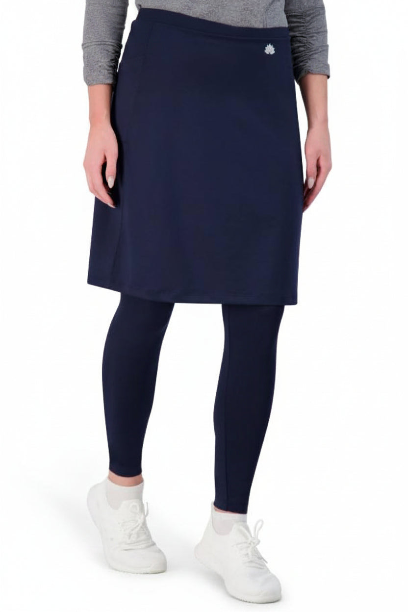 Snoga Athletics navy ankle-fit skirt leggings activewear, modest design for women