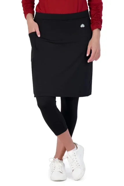 Snoga Athletics black modest athletic skirt with attached leggings and side pocket