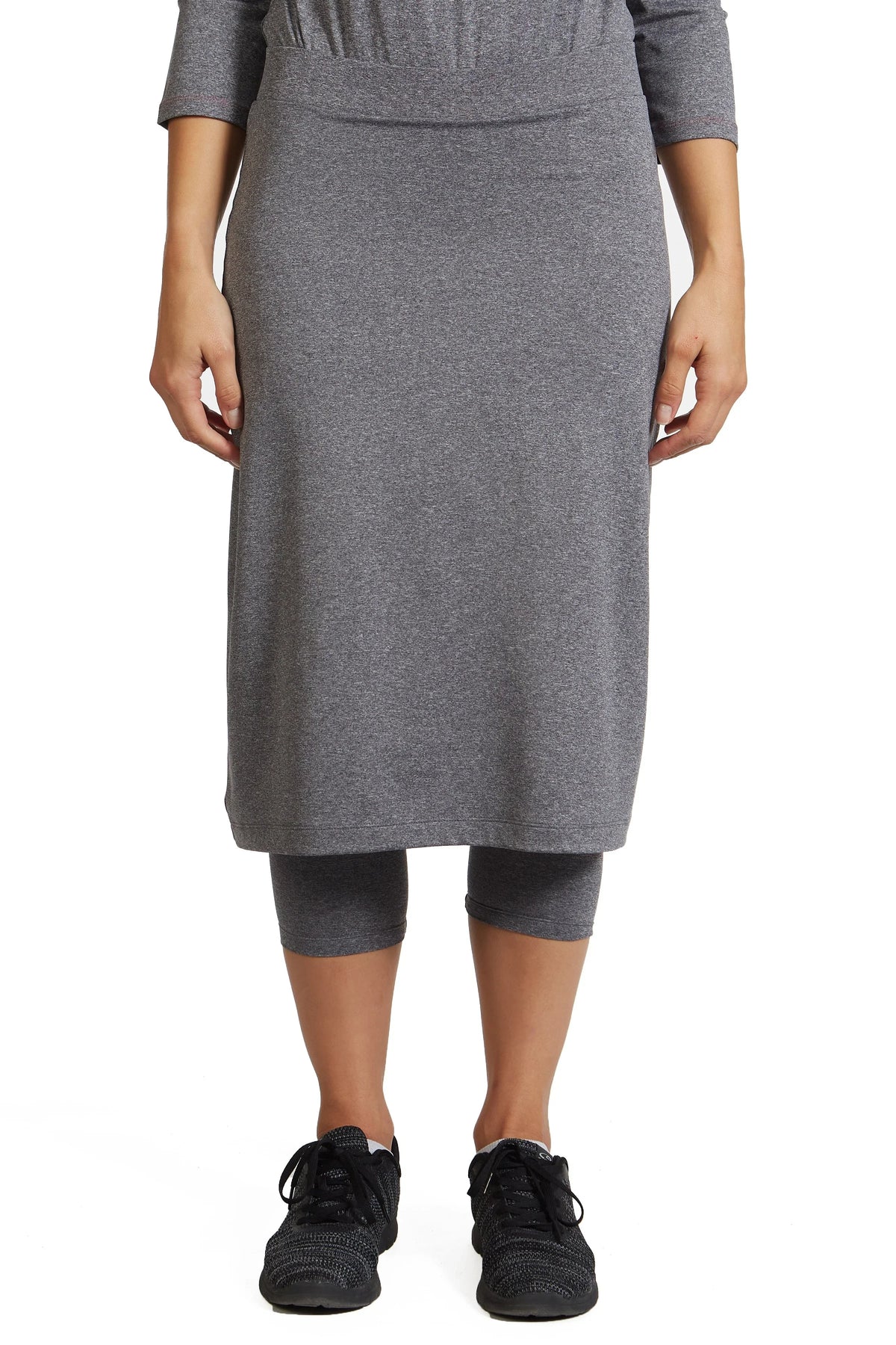 Snoga Athletics heather grey midi modesty skirt with attached leggings