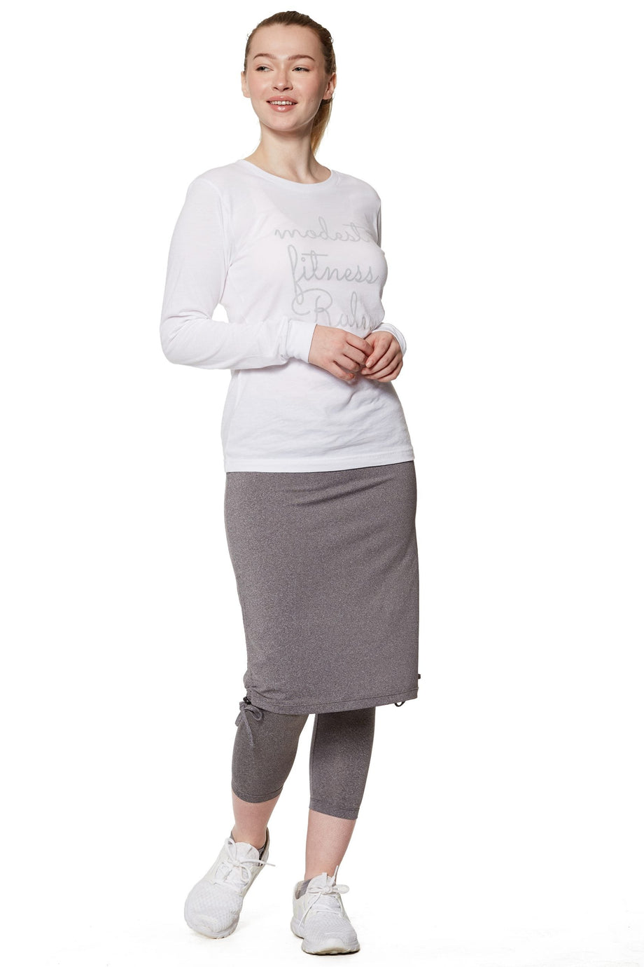 ★SCULPTOR★ Asymmetric Skirt Leggings Melange Gray SC25S434 Asymmetric Skirt Leggings Melange Gray – Sculptor