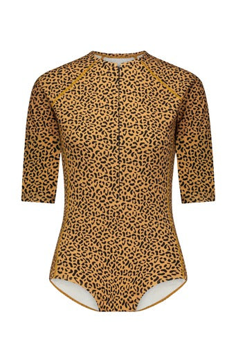 Snoga Athletics Tops 3/4 sleeve modest swimwear rash guard swim top animal print (final sale)